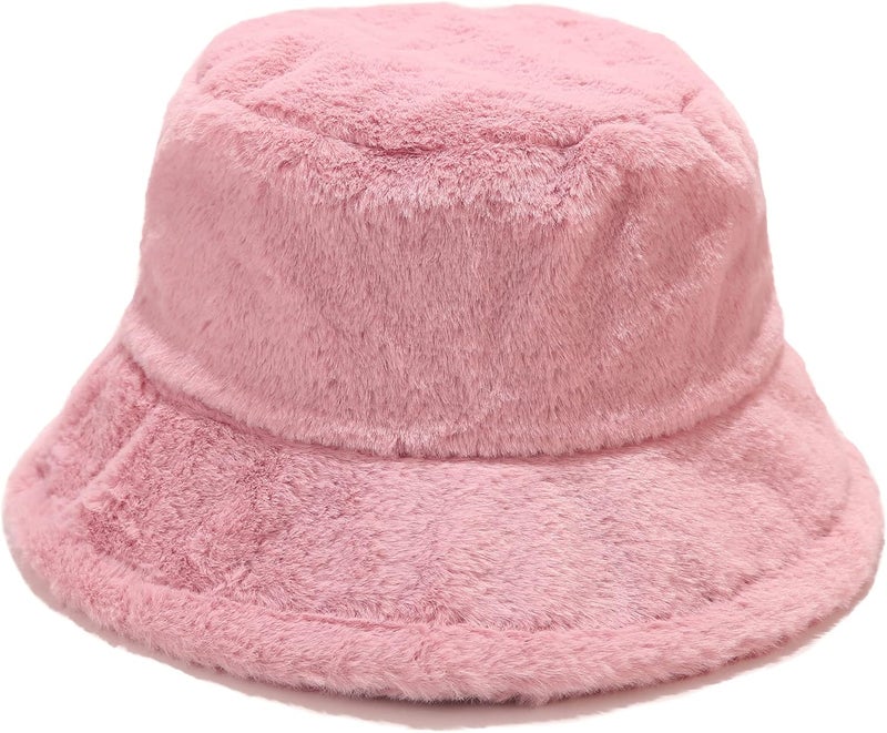 Umeepar Winter Faux Fur Fuzzy Bucket Hat Fluffy Warm Hat for Women Men - Image 1